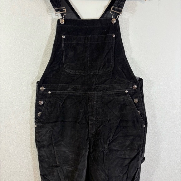 Vintage Liz Claiborne Black Velvet Overalls Size M Velour Cottage Farmhouse - Picture 3 of 12